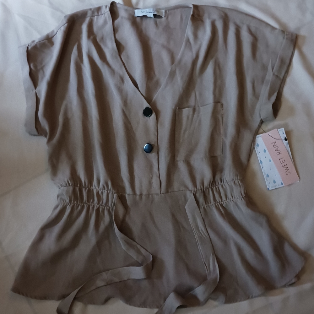 Sweet Rain Woven Top - Size XL - Color Tan - NWT